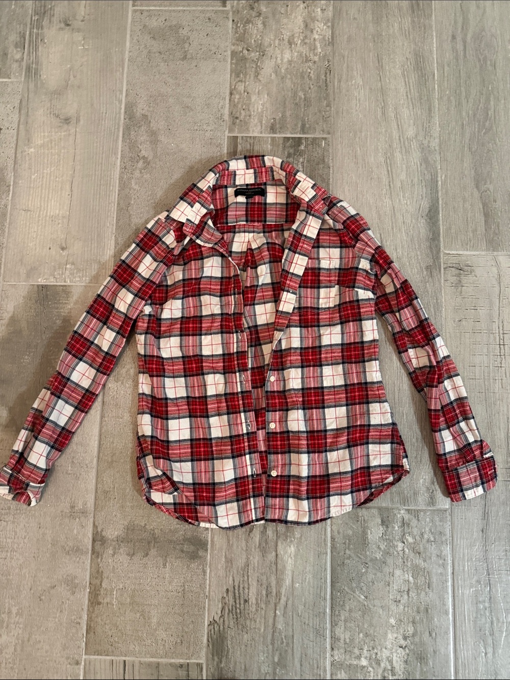 Banana Republic Red, White and Navy Plaid Shirt